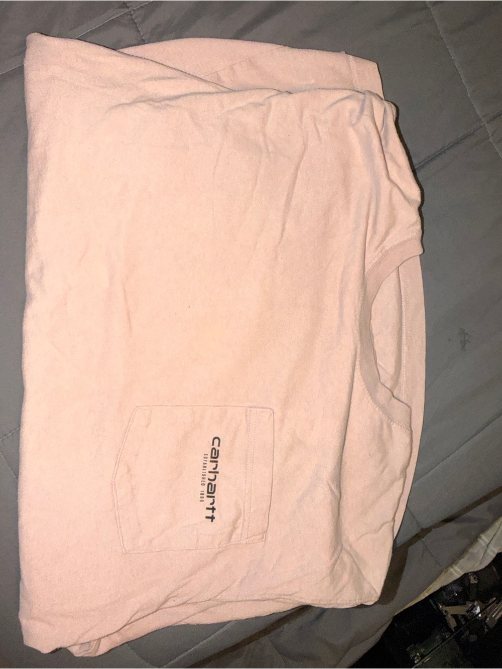 Carhartt Pocket Tee in Pale Pink with Black Logo - Picture 2 of 5